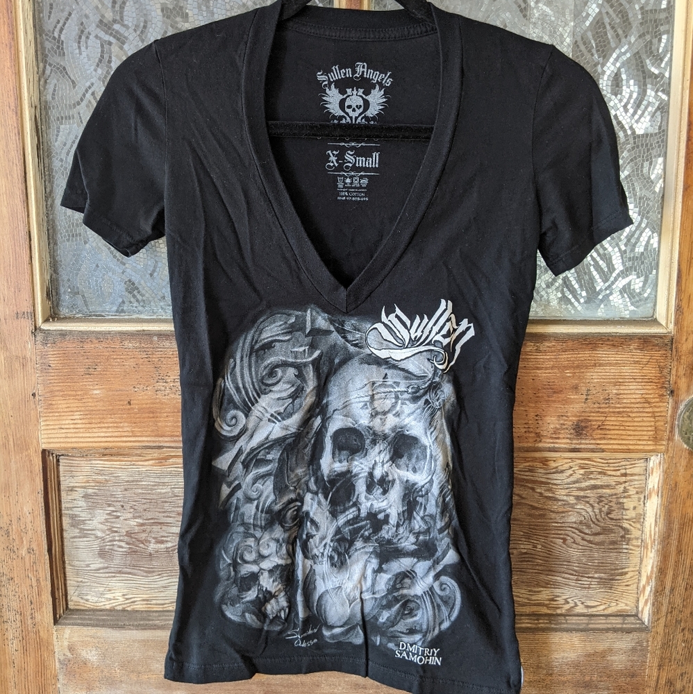 Sullen angels deep v women's t-shirt xs